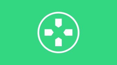 Beyaz Oyun Alanı simgesi yeşil arkaplanda izole edildi. Oyun kontrolörü. 4K Video hareketli grafik canlandırması