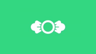 Beyaz Şeker simgesi yeşil arkaplanda izole edildi. 4K Video hareketli grafik canlandırması