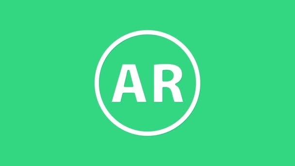 White Ar, icono de realidad aumentada aislado sobre fondo verde. Animación gráfica de vídeo 4K — Vídeos de Stock