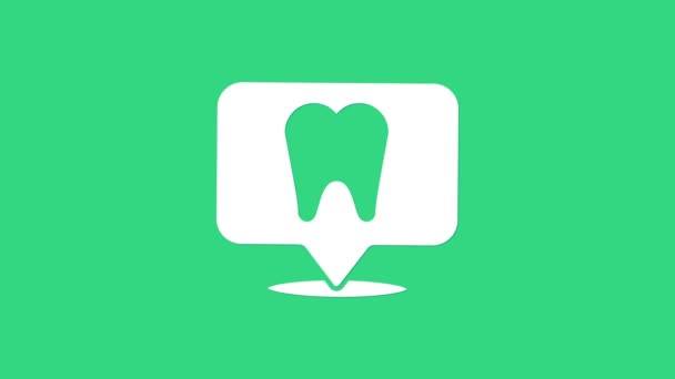 Λευκό Οδοντιατρική κλινική εικόνα τοποθεσία απομονώνονται σε πράσινο φόντο. 4K Γραφική κίνηση κίνησης βίντεο — Αρχείο Βίντεο