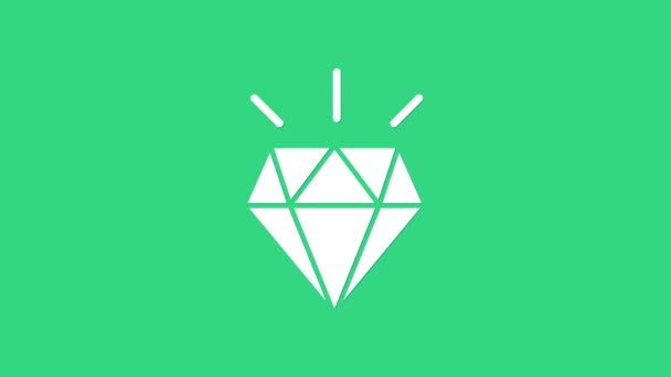 Denti White Diamond icona isolata su sfondo verde. Animazione grafica 4K Video motion — Video Stock
