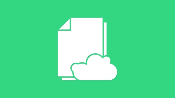 Ikona dokumentu White Cloud na zielonym tle. 4K Animacja graficzna ruchu wideo — Wideo stockowe