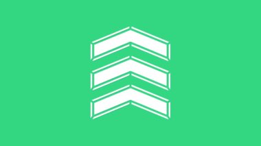 Beyaz Askeri rütbe simgesi yeşil arka planda izole edildi. Askeri rozet işareti. 4K Video hareketli grafik canlandırması