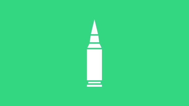 Icono de bala blanca aislado sobre fondo verde. Animación gráfica de vídeo 4K — Vídeo de stock