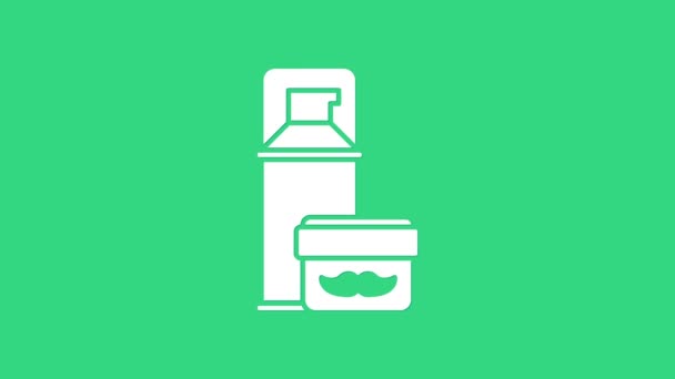 White Shaving gel foam icon isolated on green background. Shaving cream. 4K Video motion graphic animation — Stock Video