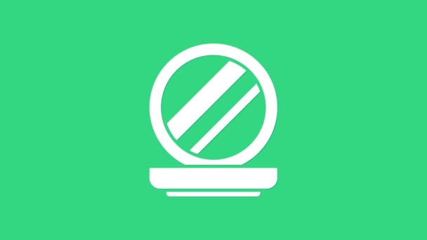 Pó de maquiagem branca com ícone de espelho isolado no fundo verde. Animação gráfica em movimento de vídeo 4K — Vídeo de Stock