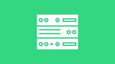 Beyaz Sunucu, Data, Web sunucu simgesi yeşil arkaplanda izole edildi. 4K Video hareketli grafik canlandırması