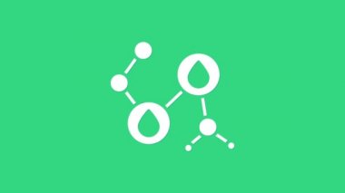 Beyaz Molekül yağı ikonu yeşil arkaplanda izole edilmiş. Kimya moleküllerinin yapısı. 4K Video hareketli grafik canlandırması