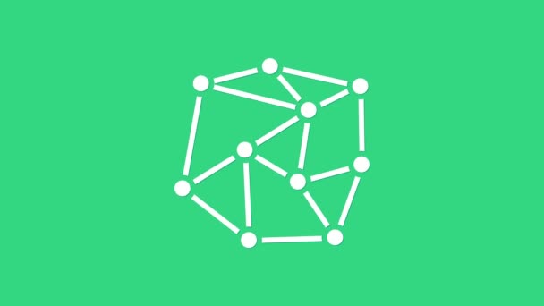 Ícone de rede neural branco isolado em fundo verde. Inteligência Artificial. Animação gráfica em movimento de vídeo 4K — Vídeo de Stock