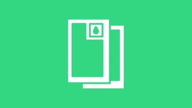 Beyaz Varil yağ ikonu yeşil arka planda izole edildi. 4K Video hareketli grafik canlandırması