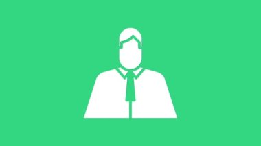 Beyaz avukat, avukat, hukukçu ikonu yeşil arka planda izole edilmiş. Adalet, hukuk ya da saray ikonu. 4K Video hareketli grafik canlandırması