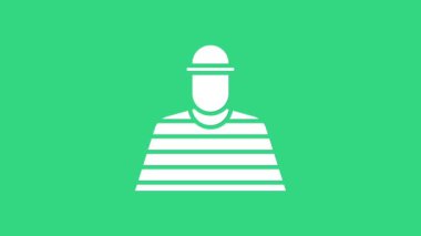 Beyaz Mahkûm simgesi yeşil arkaplanda izole edildi. 4K Video hareketli grafik canlandırması