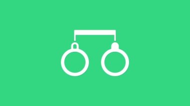 Yeşil arka planda beyaz kelepçe simgesi var. 4K Video hareketli grafik canlandırması