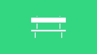 Beyaz Benç simgesi yeşil arkaplanda izole edildi. 4K Video hareketli grafik canlandırması