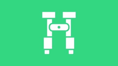 Yeşil arkaplanda beyaz dürbün simgesi izole edildi. Yazılım işareti bul. Casus ekipman sembolü. 4K Video hareketli grafik canlandırması