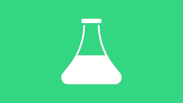 Weißes Öl-Reagenzglas-Symbol isoliert auf grünem Hintergrund. 4K Video Motion Grafik Animation — Stockvideo