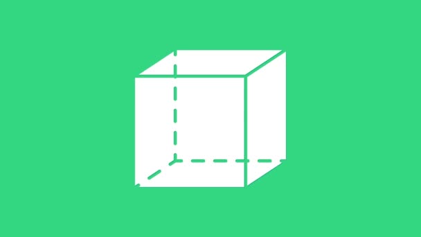 Figure géométrique blanche Icône de cube isolé sur fond vert. Forme abstraite. Ornement géométrique. Animation graphique de mouvement vidéo 4K — Video
