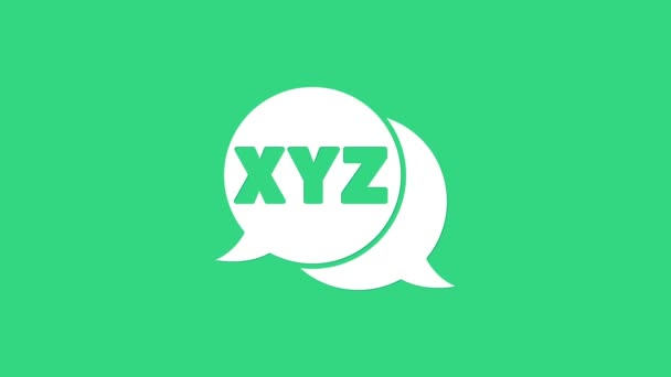 Белый значок системы координат XYZ изолирован на зеленом фоне. Ось XYZ для отображения статистики графика. Видеографическая анимация 4K — стоковое видео