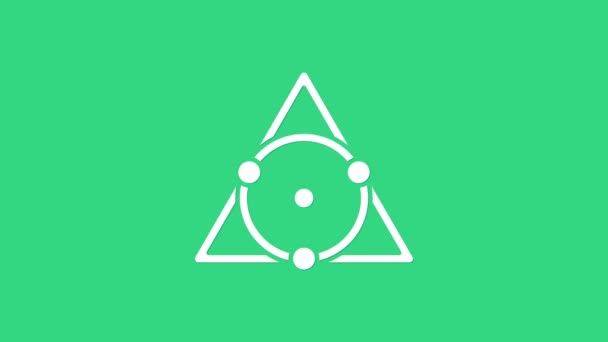 White Triangle math icon isolated on green background. 4K Video motion graphic animation — Stock Video