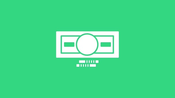 White Stacks Papiergeld Bargeld Symbol isoliert auf grünem Hintergrund. Geldscheine stapeln sich. Bill Währung. 4K Video Motion Grafik Animation — Stockvideo
