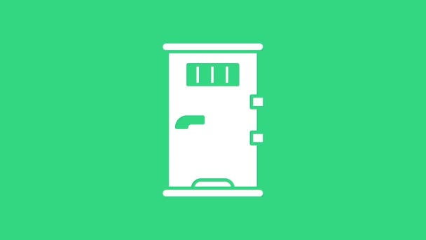 Білі в'язничні двері з іконою радіаційного вікна ізольованими на зеленому фоні. 4K Відеографічна анімація — стокове відео