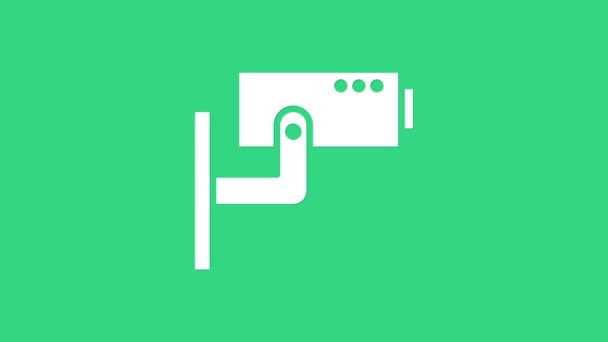 Wit beveiligingscamera pictogram geïsoleerd op groene achtergrond. 4K Video motion grafische animatie — Stockvideo