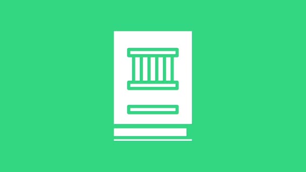 Ikona Białej Księgi Prawa na zielonym tle. Księga sędziów. Koncepcja osądu. 4K Animacja graficzna ruchu wideo — Wideo stockowe
