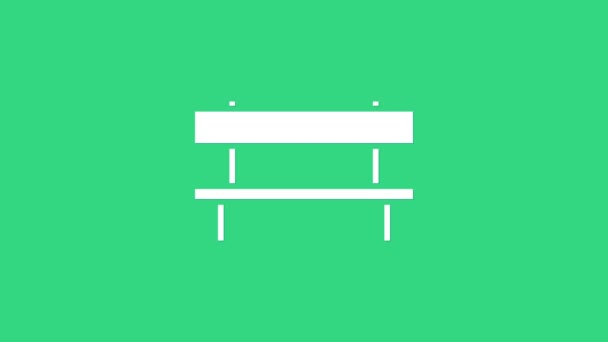 Vit Bench ikon isolerad på grön bakgrund. 4K Video motion grafisk animation — Stockvideo
