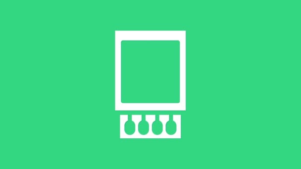 Bílá Otevřít krabičku zápalek a shoduje se s ikonou izolovanou na zeleném pozadí. Grafická animace pohybu videa 4K — Stock video