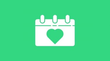 Yeşil arkaplanda 8 Mart simgesine sahip beyaz takvim. Uluslararası Mutlu Kadınlar Günü. 4K Video hareketli grafik canlandırması