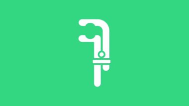 Beyaz klemp araç simgesi yeşil arkaplanda izole edildi. Çilingir aleti. 4K Video hareketli grafik canlandırması