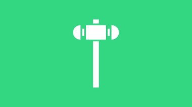 Beyaz Balyoz simgesi yeşil arkaplanda izole edildi. 4K Video hareketli grafik canlandırması