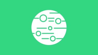 Beyaz Gezegen Mars simgesi yeşil arka planda izole edildi. 4K Video hareketli grafik canlandırması