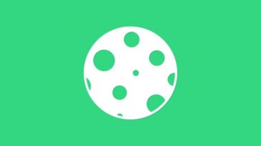 Beyaz Ay simgesi yeşil arkaplanda izole edildi. 4K Video hareketli grafik canlandırması