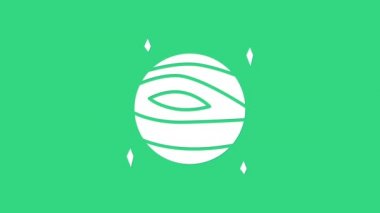 Beyaz Gezegen Venüs simgesi yeşil arka planda izole edildi. 4K Video hareketli grafik canlandırması