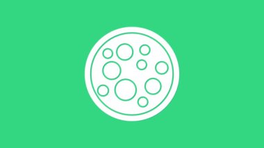 Beyaz Virüs simgesi yeşil arkaplanda izole edildi. Corona virüsü 2019-nCoV. Bakteri ve mikroplar, hücre kanseri, mikrop, mantar. 4K Video hareketli grafik canlandırması