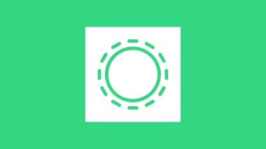 Güvenli seks ikonunda beyaz prezervatif yeşil arka planda izole edilmiş. Güvenli aşk sembolü. Erkekler için doğum kontrol yöntemi. 4K Video hareketli grafik canlandırması