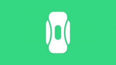 Beyaz adet dönemi ve hijyenik peçete ikonu yeşil arka planda izole edilmiş. Kadın hijyen ürünleri. 4K Video hareketli grafik canlandırması