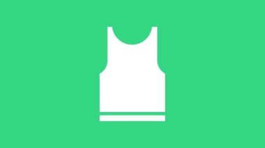 Yeşil arkaplanda beyaz kolsuz tişört simgesi izole edildi. 4K Video hareketli grafik canlandırması