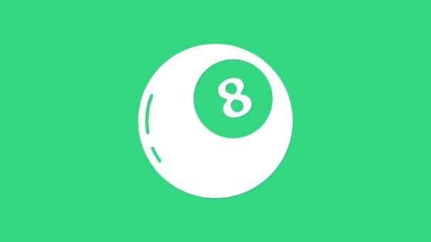 Fehér Mágikus labda jóslatok döntéshozatal ikon elszigetelt zöld alapon. Kristálygömb. 4K Videó mozgás grafikus animáció — Stock videók