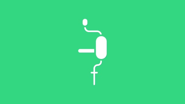 Icono de taladro de mano blanca aislado sobre fondo verde. Animación gráfica de vídeo 4K — Vídeos de Stock