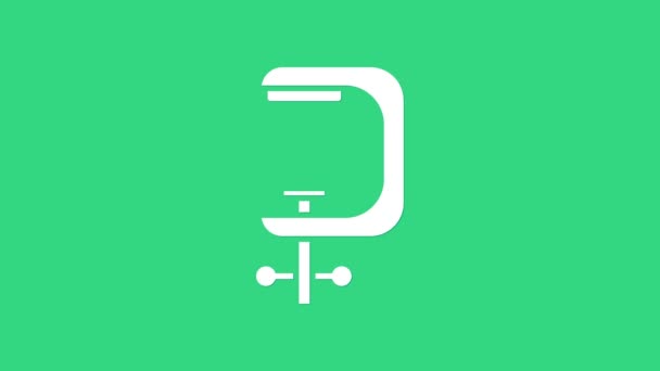 Witte klem en schroef tool pictogram geïsoleerd op groene achtergrond. Slotenmaker gereedschap. 4K Video motion grafische animatie — Stockvideo