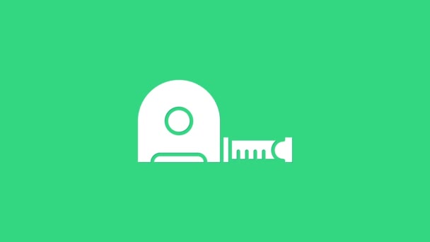 Біла Рулетка - ікона, ізольована на зеленому тлі. Символ вимірювання стрічок. 4K Відеографічна анімація — стокове відео