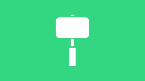 White Sledgehammer icon isolated on green background. 4K Video motion graphic animation — Stock Video