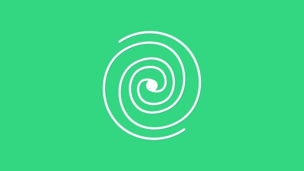 Wit zwart gat pictogram geïsoleerd op groene achtergrond. Ruimtegat. Een ineenstorting. 4K Video motion grafische animatie — Stockvideo