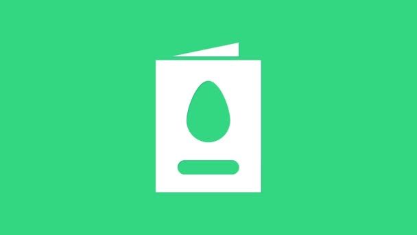 Weiße Grußkarte mit Frohe Ostern Symbol isoliert auf grünem Hintergrund. Festplakatvorlage für Einladung oder Grußkarte. 4K Video Motion Grafik Animation — Stockvideo