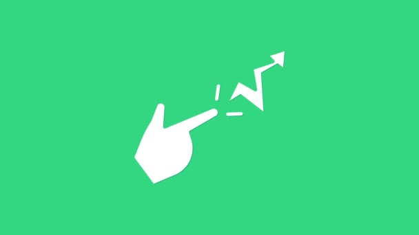 Witte spreuk pictogram geïsoleerd op groene achtergrond. De tovenaarshand voert spreuken uit. 4K Video motion grafische animatie — Stockvideo