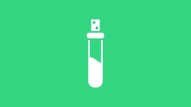 緑色の背景に愛のアイコンが隔離されたホワイトボトル。バレンタインデーのシンボル。4Kビデオモーショングラフィックアニメーション — ストック動画
