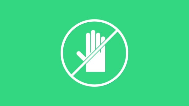 White No handshake icon isolated on green background. No handshake for virus prevention concept. Bacteria when shaking hands. 4K Video motion graphic animation — Stock Video