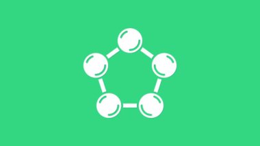 Beyaz Molekül simgesi yeşil arkaplanda izole edildi. Kimya moleküllerinin yapısı, fen öğretmenlerinin yenilikçi eğitim posteri. 4K Video hareketli grafik canlandırması